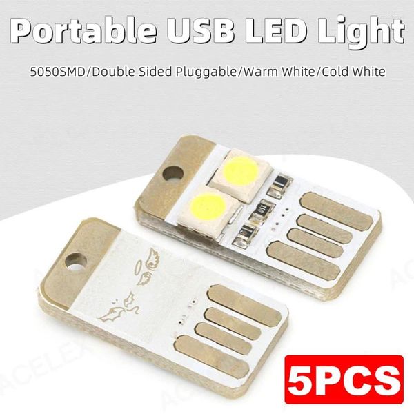 Luci notturne Lampade a LED USB da 5 pacchetti - Mini SMD per il banco di alimentazione per computer Carica lampada da lettura super luminosa