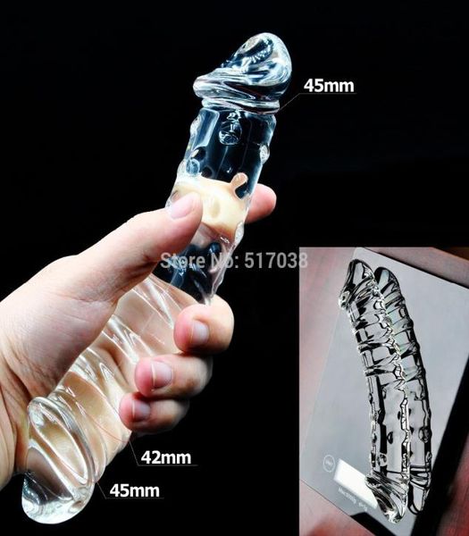 W1031 riesige große große Größe Glass Dildo Kristall Fake Penis Schwanz Anal Sex Spielzeug Erwachsener Produkt für Frauen Frauen Frau Masturbat4418892