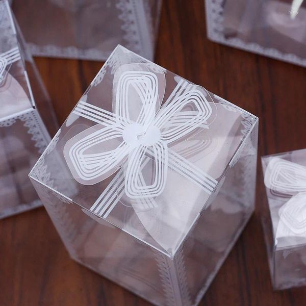 Embrulho de presente 10pcs transparente caixa de pvc aniversário casamento namorado favor o bolo embalagem de chocolate docy dragee party event