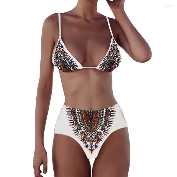 Kadın Mayo Kadınlar Afrikalı Baskı Push-Up Yastıklı Bra Plaj Bikini Monokini İki Parçalı Mayo Takımına Yüzme