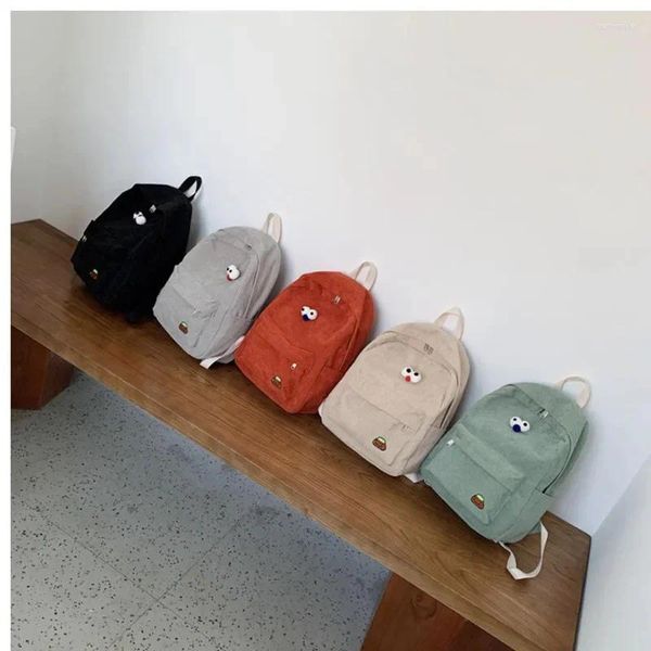 Сумки для хранения в корейском стиле персонализированная вельветовая сумка мода с твердым цветом женщин рюкзак для подростков школьные путешествия для детей