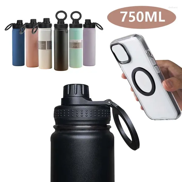 Bottiglie d'acqua da 750 ml in acciaio inossidabile bottiglia sottovuoto con staffa magnetica isolamento di grande capacità per coppa sportiva da viaggio