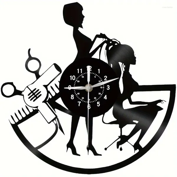 Relógios de parede Modern relógio silencioso registro salão de beleza adequado para salões de cabeleireiros e (sem bateria)