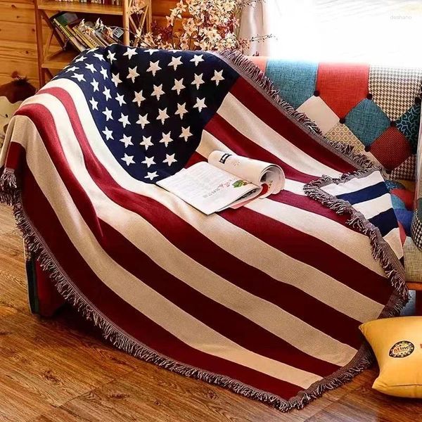 Blankets UK EUA Bandeira Americana Capa de tapete americano Tampes da colmânio Sofá Sofá Algodão Air Bedding Decor Decor Tapestry Tapete Estados Unidos