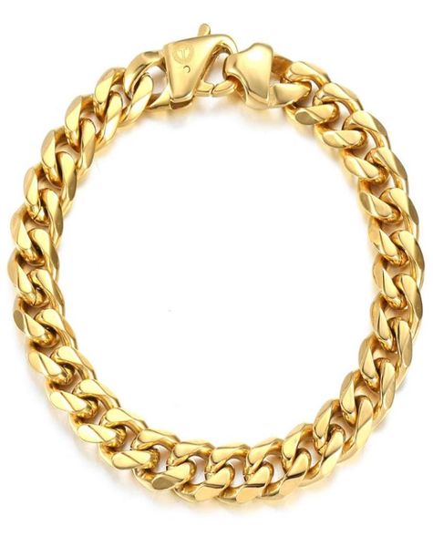 Bracciale maschile da Davieslee Bracciale cubano Catena di collegamento 316L Bracciale in acciaio inossidabile per uomini Boys Gold Silver Colore da 89 pollici DHB5145615971