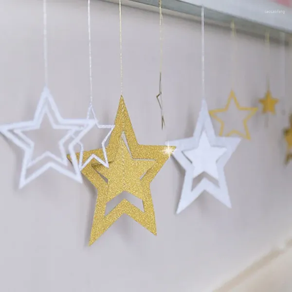 Decorazione per feste Star di carta sospesa Cavalca Accessori per matrimoni Forniture Pentagram Tree Christmas Birthday Decor