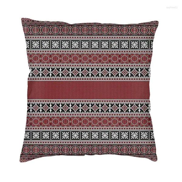 Pillow Red Ajrak Pattern Cober