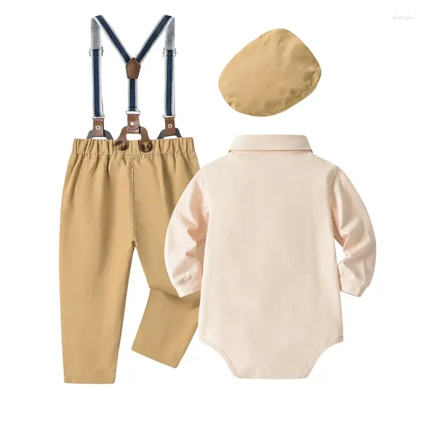 Set di abbigliamento abiti da ragazzo neonati per bambini outfit da gentiluomo abiti da gigotto a maniche lunghe pantaloni bavaglini per cabina