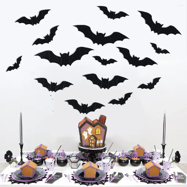 Decoração de festas Halloween Bats Stickers Decorações para residências de decalques de decalque de janela assustadora em casa suprimentos de terror