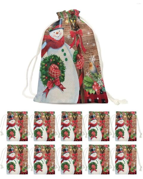 Decorazioni natalizie Snowman Snowman Poinsettia Candy Bags Santa Gift Borse Home Party Decor Navidad Xmas Linen Packing Forniture