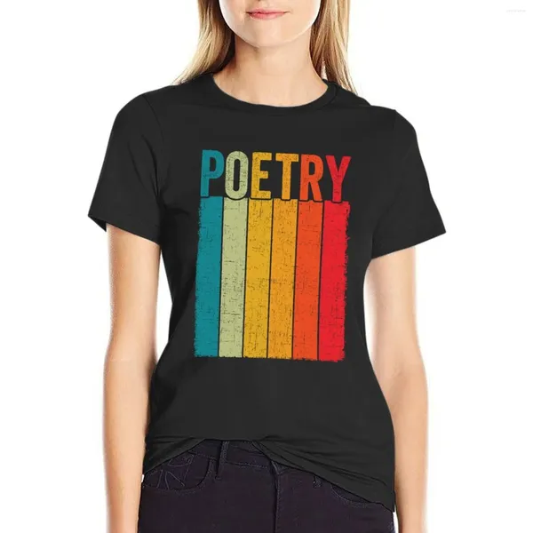 Polos femininos engraçados retrô vintage poesia camisa de poema Poeta Poeta para comer camiseta de apreciação do sono