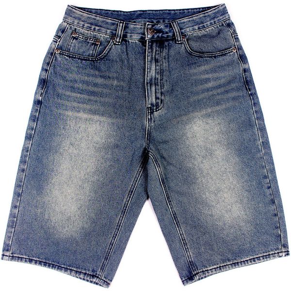 Jeans de tamanho grande shorts shorts folgados high street mid cintura joelho comprimento de jeans de jeans masculino esporte de skate masculino calças ao ar livre lavadas Tamanho do cowboy 30-46