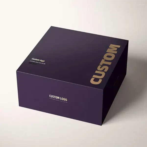 Подарочная упаковка оптом большая черная черная картонная бумага почтовая коробка одежды на заказ логотип печатный гофрированная упаковка