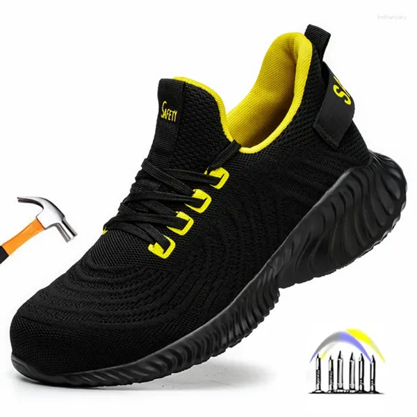Stiefel Anti-Punktionsarbeit Schuhe Männer atmungsaktive Sicherheit Anti-Schlupf-Sneaker mit Stahlzehensicherheit für