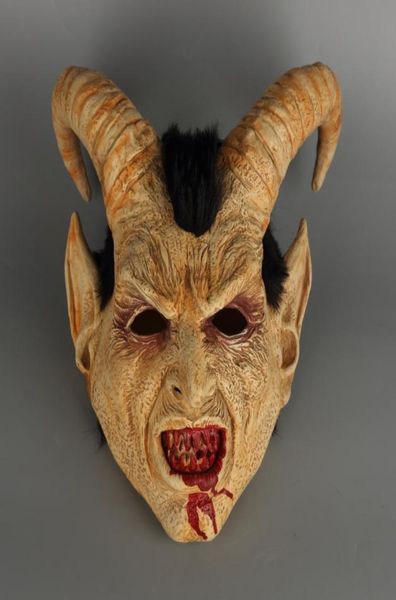 Nuova Maschera spaventosa Demon Devil Lucifer Horn Latex Masches Halloween Movie Cosplay Decoration Festival Festiva di alimentazione PREPENTI ALLE ADULTI HORRI9891014