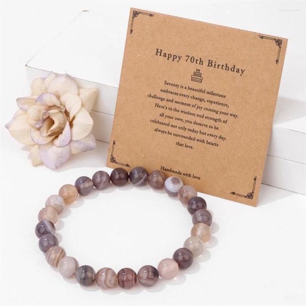 Charm Bracelets Botswana Armband mit Karte Rose Pink Quarzs Amethysts Rotes Agenat Tiger Eye Zebra Geburtstagsgeschenk für Frauen Männer Männer