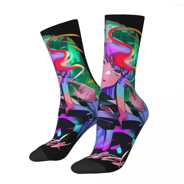 Herrensocken verrückte Kompressionssocke für Männer Hip Hop Harajuku Japanisch Anime Edgerunners Happy Quality Muster gedrucktes Jungen Crew