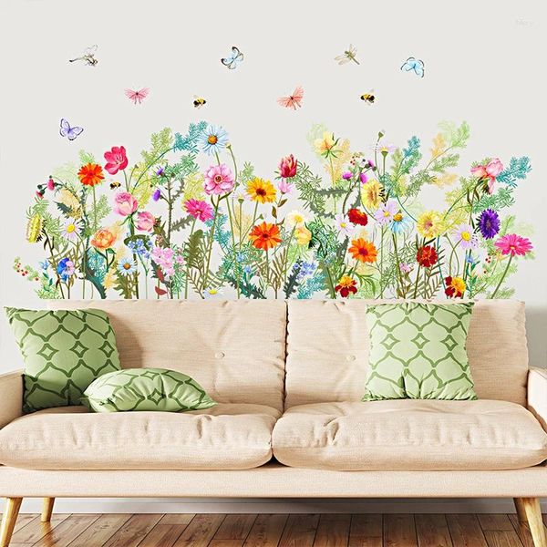 Adesivi per finestre 1pc Adesivo per pianta floreale rimovibile Sunflower Butterfly Autodesiva parete per decorazioni per bambini