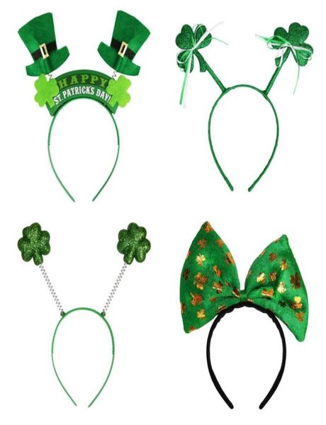 İrlandalı St Patricks Günü Kafa Bandı Yeşil Leprechaun Saç Bandı Tokalı Süslü Elbise Karnaval Noel Aksesuarları Parti Top Hats4439699