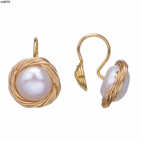 Stallone orecchini perle oro vera placcata prevenire orecchini allergici nessun clip orecchio traforato perle naturali in acqua dolce i60h