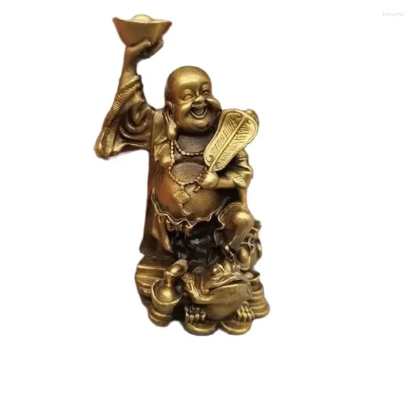 Figurine decorative statue di Buddha che ridono dorate cinese feng shui denaro fortunato maitreya sculture statue decorazioni da giardino domestico