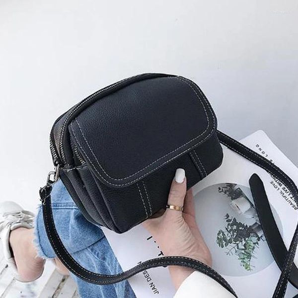 Umhängetaschen Mini Casual Cow Lederklappe Frauen Messengerbeutel kleine Dame Handtasche Geldbörse Crossbody