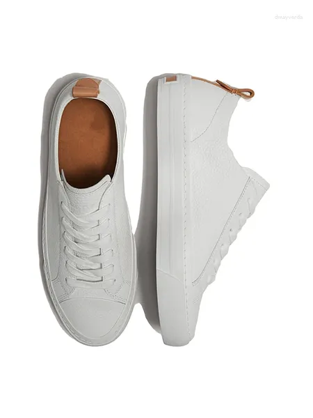 Scarpe casual Maxdutti Fashion Girls Woman England Simple White Cowhide Genuine Women Sneaker