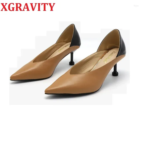 Vestido sapatos xgravity 2024 estrela pontiaguda menina magro mulher mulher profunda v design lady moda mix cor sexy mulheres b187