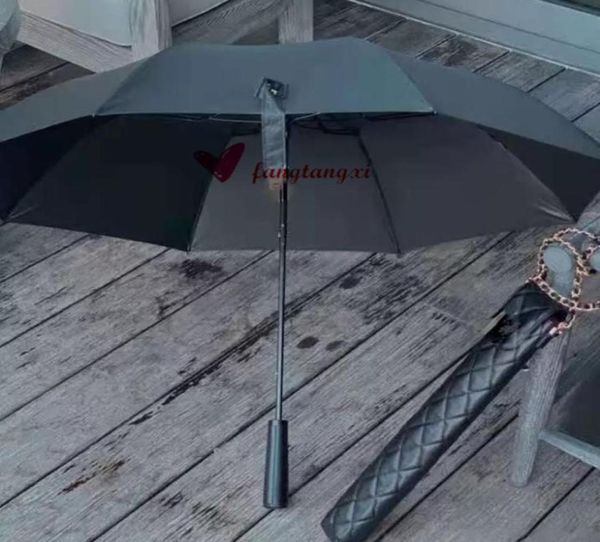 Novo clássico, Black Long Umbrella Dobling for Women Summer Fold Fashion Umbrella Rain Umbrella VIP Presente com Pu Case Packing7915444