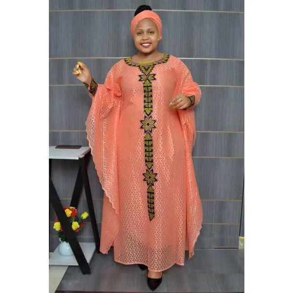 Abbigliamento etnico 2023 Abiti africani per donne pizzo musulmano Boubou Dashiki Africa tradizionale vestiti ankara abiti da sera con headtie t240510