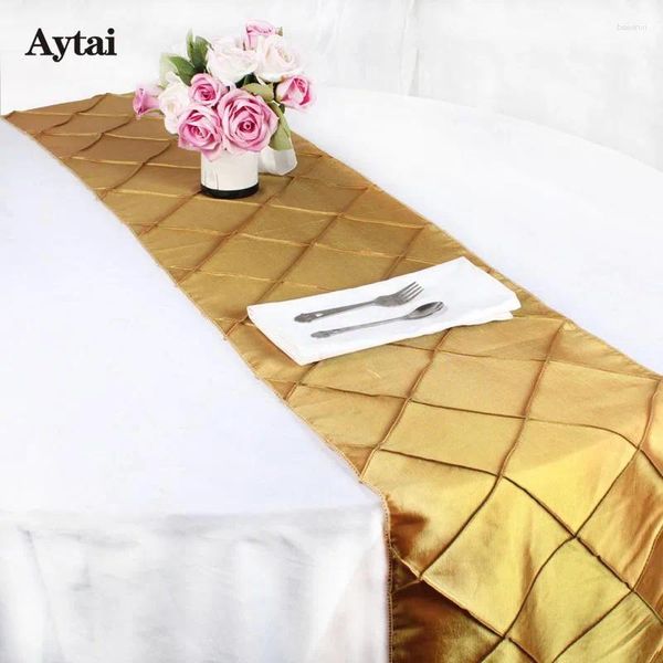 Masa Runner Aytai 1 PC SATIN KURULANLARI DÜNÜŞÜN İÇİN KURULUŞTUR 12 x 108inch 6 Renk Pintuck Masklot Partisi Ziyafet Dekorasyonu