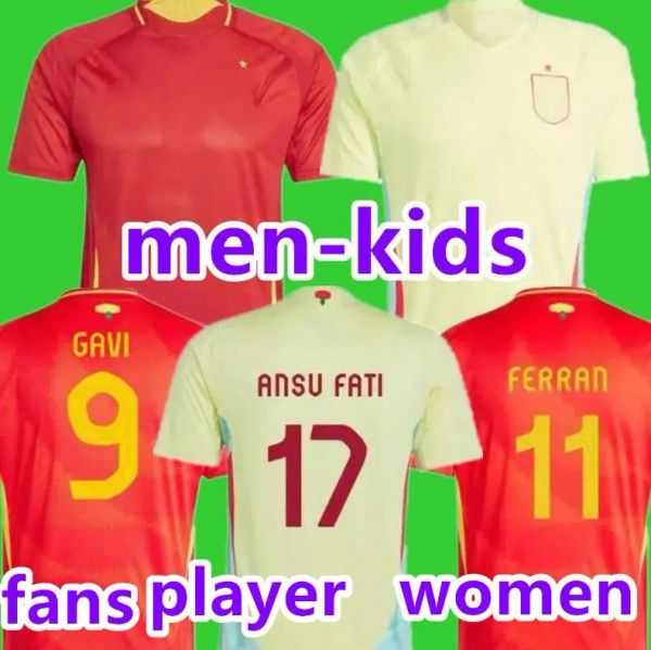 2024 Euro Copa da Copa da Espanha Jersey Soccer Morata Ferran Asensio 24 25 Camisa de futebol da equipe nacional espanhola S-2xl Men Kit Kit Set Away Away Camisetas Espana Rodri Olmo Ansu Fati