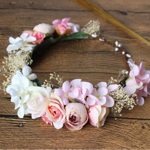 Floral Boho Gelin Taçları Başlıkları Çiçek Deniz Plajı Başlık Tiaras Kızlar Çelenk Bahçe Fotoğrafları Düğün Saç Aksesuarları Al8221 2238