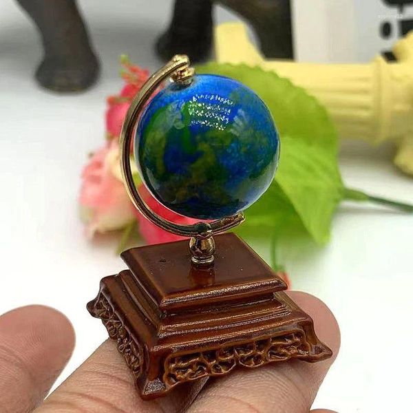 Dekorative Figuren Mini Metall 1:12 Skala Vintage Blue World Globe Miniaturhausmöbel Wohnzimmer Lesen Dekor Accessoires