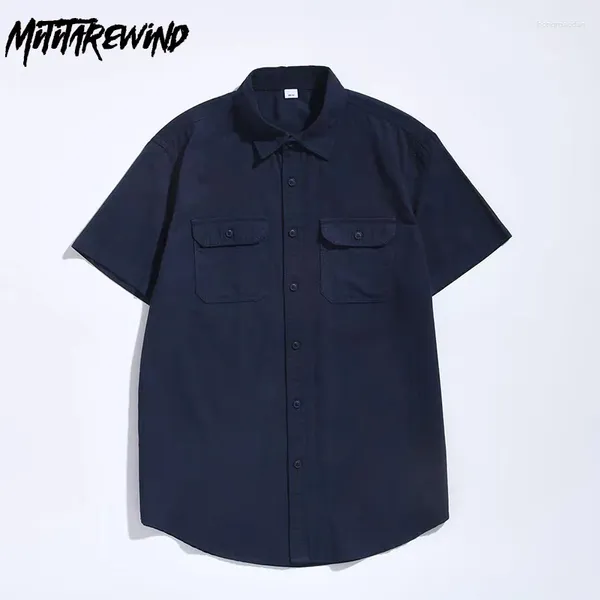 Herren lässige Hemden koreanische Arbeitskleidung Männer Tops Sommer kausal reine Baumwolle männliche Doppelpanzer Kurzarm Fashion Camisa Hombre