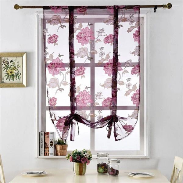 Vorhang 100x160 cm schiere Vorhänge Pfingstrose Blumenfenster Tüll für Wohnzimmer Schlafzimmer Schatten Blinds Panel Home Textile