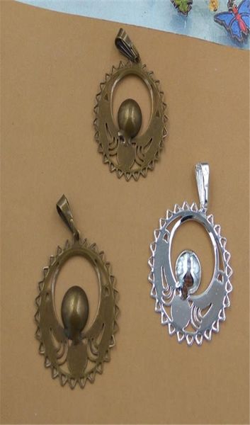 Boyute 20pcs Style vintage 10 mm a pendente rotondo vassoio in ottone integrale materiale cabochon Impostazioni di gioielli Diy7658324