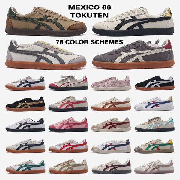 Tiger Mexico 66 Tigers Casual Shoes Casual Designer Tokuten Running Scarpe Summer Canvas Serie Mens Womens Latex Combinazione Insole Pergamena Slip-O-On Training