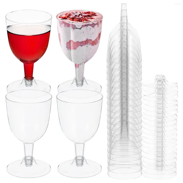 Copas descartáveis palhas 20pcs vinhos tinto copos champanhe flautas cálice cálice gelo copo de mousse de mousse de casamento de festas de casamento suprimentos