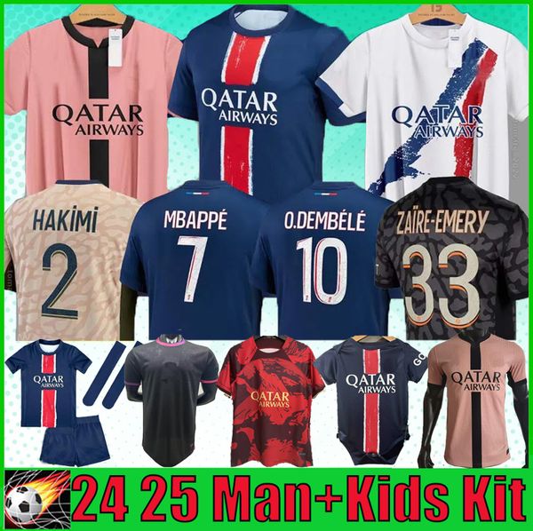 24 25 MBAPPE JERSEYS KOLO MUANI O.DEMBELE ASENSIO HAKIMI UGARTE CAMISA DE FUTEBOL 2024 2025 Maillot de Foot Sergio Ramos Men Kit Kit Lee Kang em Jersey de Treinamento