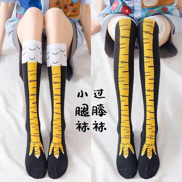 Frauen Socken Hühnerpfoten Füße über dem knielangen lustigen Cartoon Baumwollbein Klauen Damen 3D -Druck Oberschenkel hoch