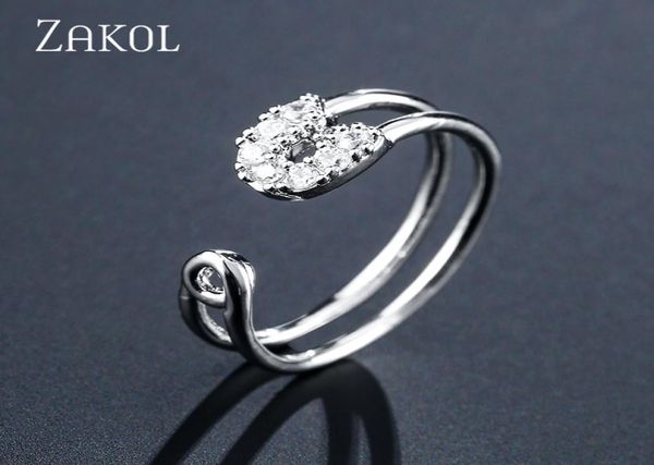 NEUE PAVE Setting Cubic Zircon Pin Offene Ringe für Frauen Mode -Verstellbares Hochzeitszubehör FSRP21157062590