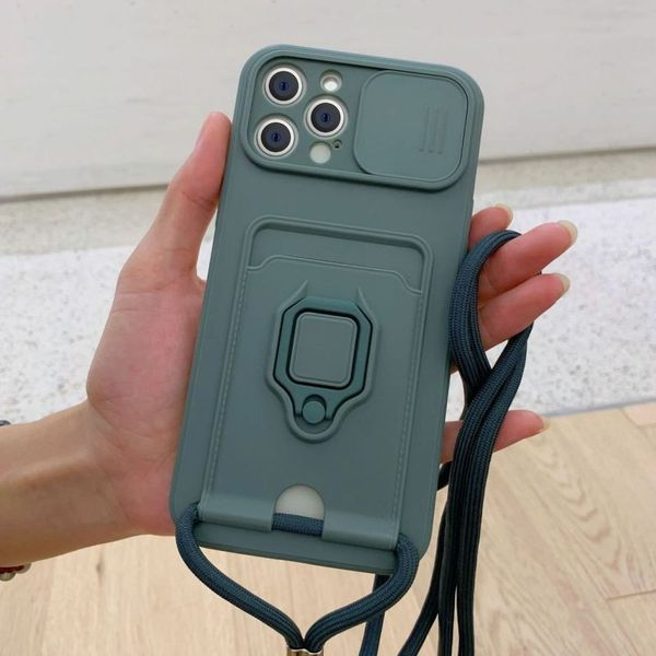 Дизайнерский кремниевый чехол для телефона Snap Ring Case Case Slide Camera Tpu Case для iPhone для iPhone 15 11 12 13 14 Pro Max XS XS XR 8 7 Plus Shock -Reseact Armor Card Cover Cover