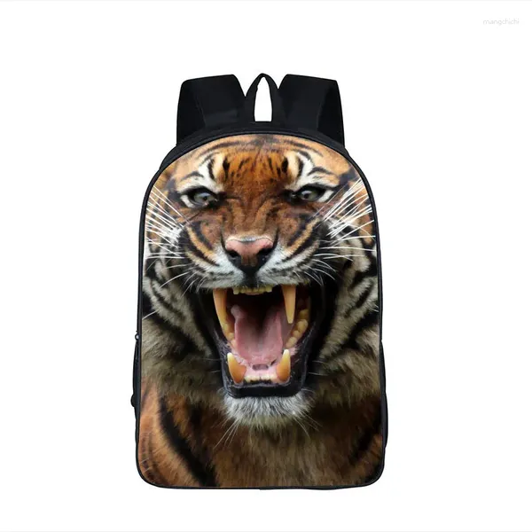 Backpack Fashion Trendy Funny Tiger Notebook Backpacks Borse da scuola per alunni 3D Stampa Oxford Waterproof Boys/Girls Laptop Laptop