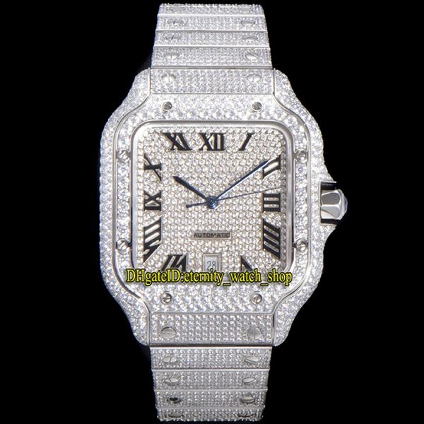 Eternity Jewelry Watches 2021 TWF 4SA0005 Мощные бриллианты ETA A2824 Автоматические мужские часы Полностью замороженный алмазные циферблаты Quick Switch Steel 310R