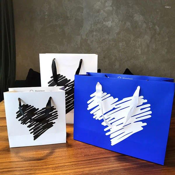 Embrulho de presente 500pcs/lote por atacado logotipo personalizado bolsa de papel de luxo para garotas roupas boutique boutic shopping jóias para pequenas empresas