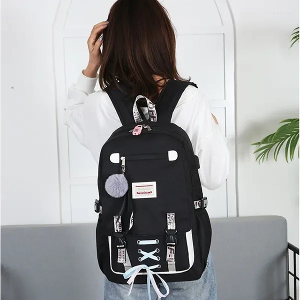 Backpack Anti -Roubo Lock Mulheres de grande capacidade Girls School School Book Bag Leisure College Students School Sager