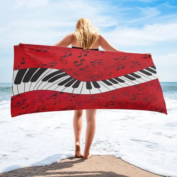 Handtuch Klavier Musik Hinweis Red Beach Haushaltsgegenstand Badezimmer Zubehör Mikrofaserbadetücher Matte Yoga