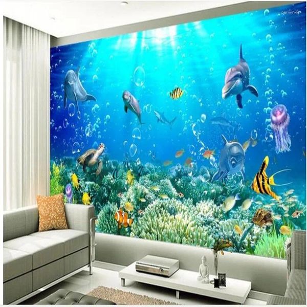 Wallpaper Wellyu Customized groß angelegte Mural 3D-Effekte Unterwasser-Welt-TV-Hintergrund 10 Meter benötigen Hintergrund Wandwallpaper