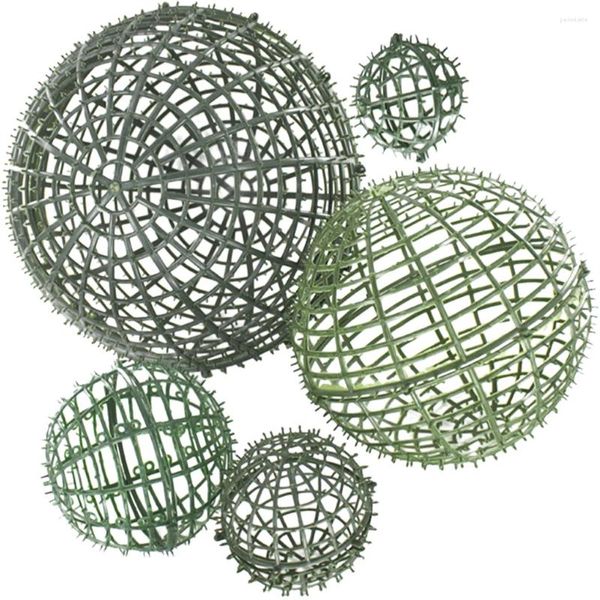 Dekorative Blumen 5pcs künstlicher Blumenkugel Stütze Plastik Rack Faux Grass Rahmen